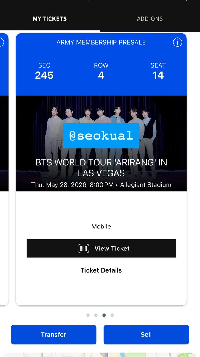 seokual's tweet photo. WTS 2 tickets for BTS day 4 in Las Vegas ! each ticket is $275 or $550 together! preferably payment through paypal or venmo! pls dm if interested :) willing to send proof as well!! https://t.co/ECfrjUCcQs