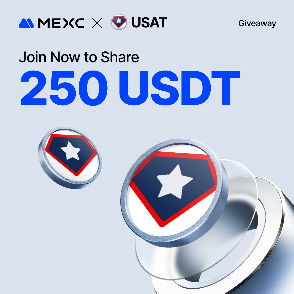 Join MEXC Listings giveaway to win 250 $USDT:
1️⃣ Follow <a href="/MEXC_Listings/">MEXC_Listings</a> &amp; <a href="/usat/">USAT</a> 
2️⃣ Like, RT &amp; Tag 3 friends
3️⃣ Comment "Trade $USAT on MEXC with 0 fees" + your MEXC UID

20 lucky winners will share the prize. Ends on Feb 2.

Trade Now 👉 mexc.com/exchange/USAT_…