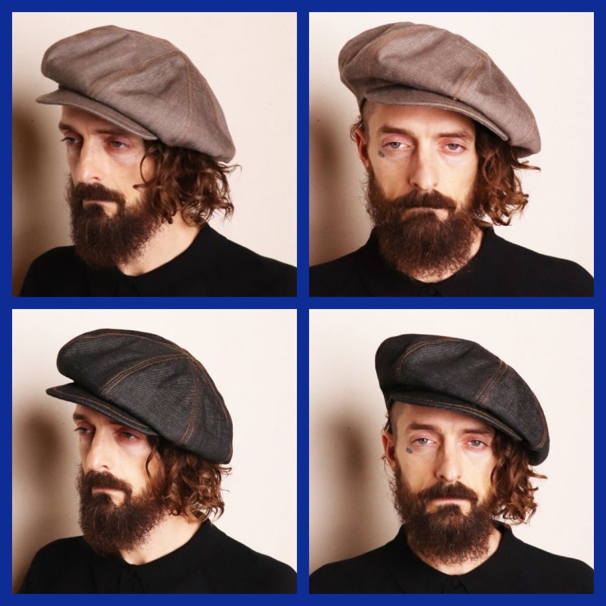 original john FLAT TOP CAS INDIGO&BROWN 大きなシルエットのビッグ