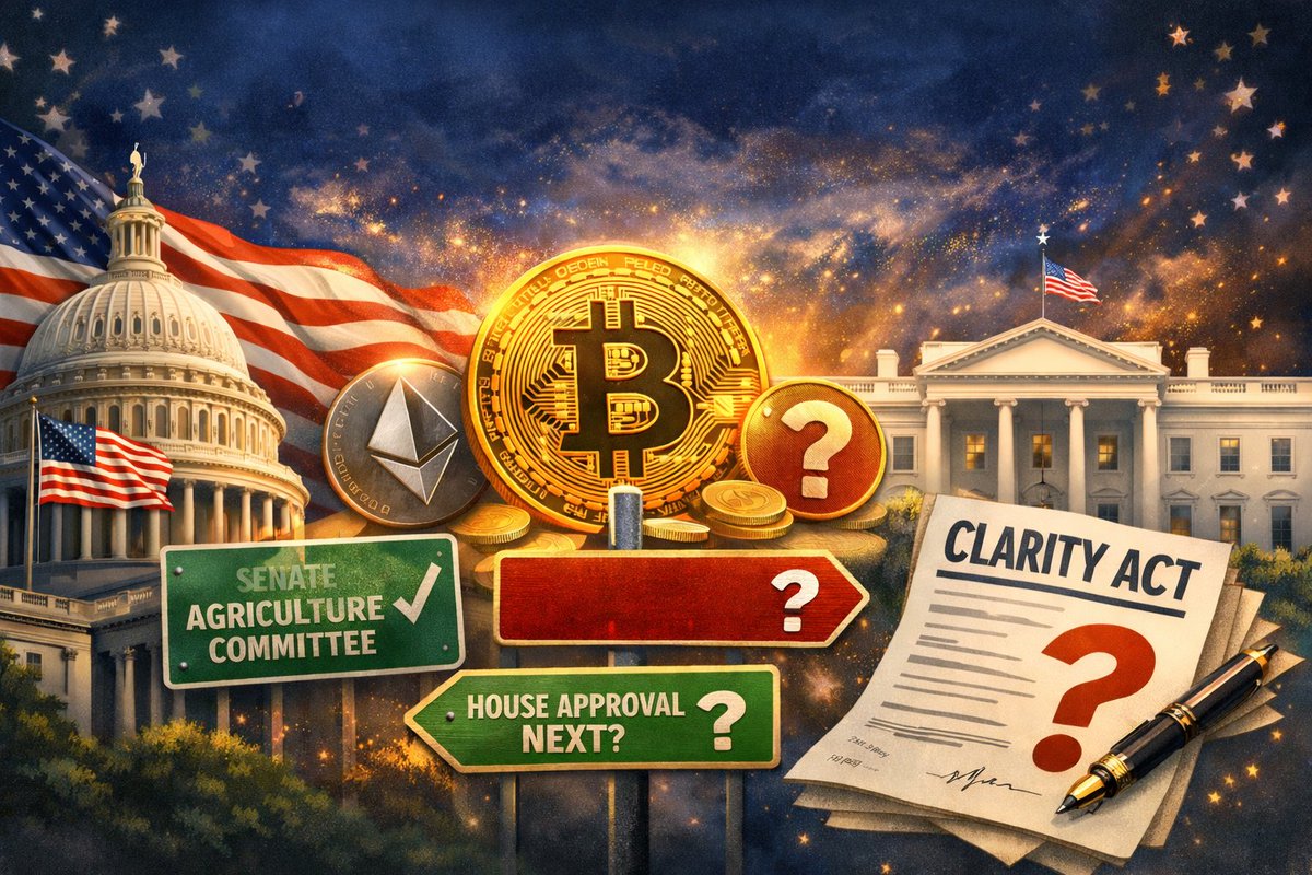 🚨 U.S. crypto regulation just hit a real milestone — but CLARITY is NOT law (yet).

The Senate Agriculture Committee just advanced its draft of the Digital Asset Market Structure framework by a 12–11 party-line vote 🏛️

This is the furthest crypto market structure legislation