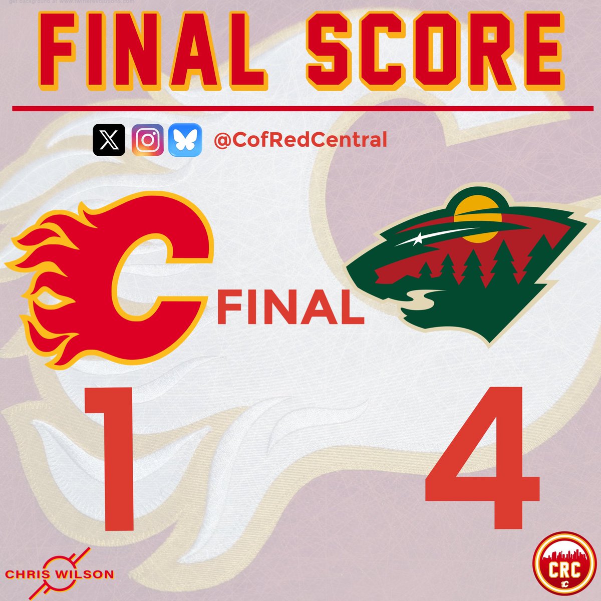 CofRedCentral's tweet photo. Game over. The #Flames lose 4-1. #CGYvsMIN https://t.co/pyxCwZyqge