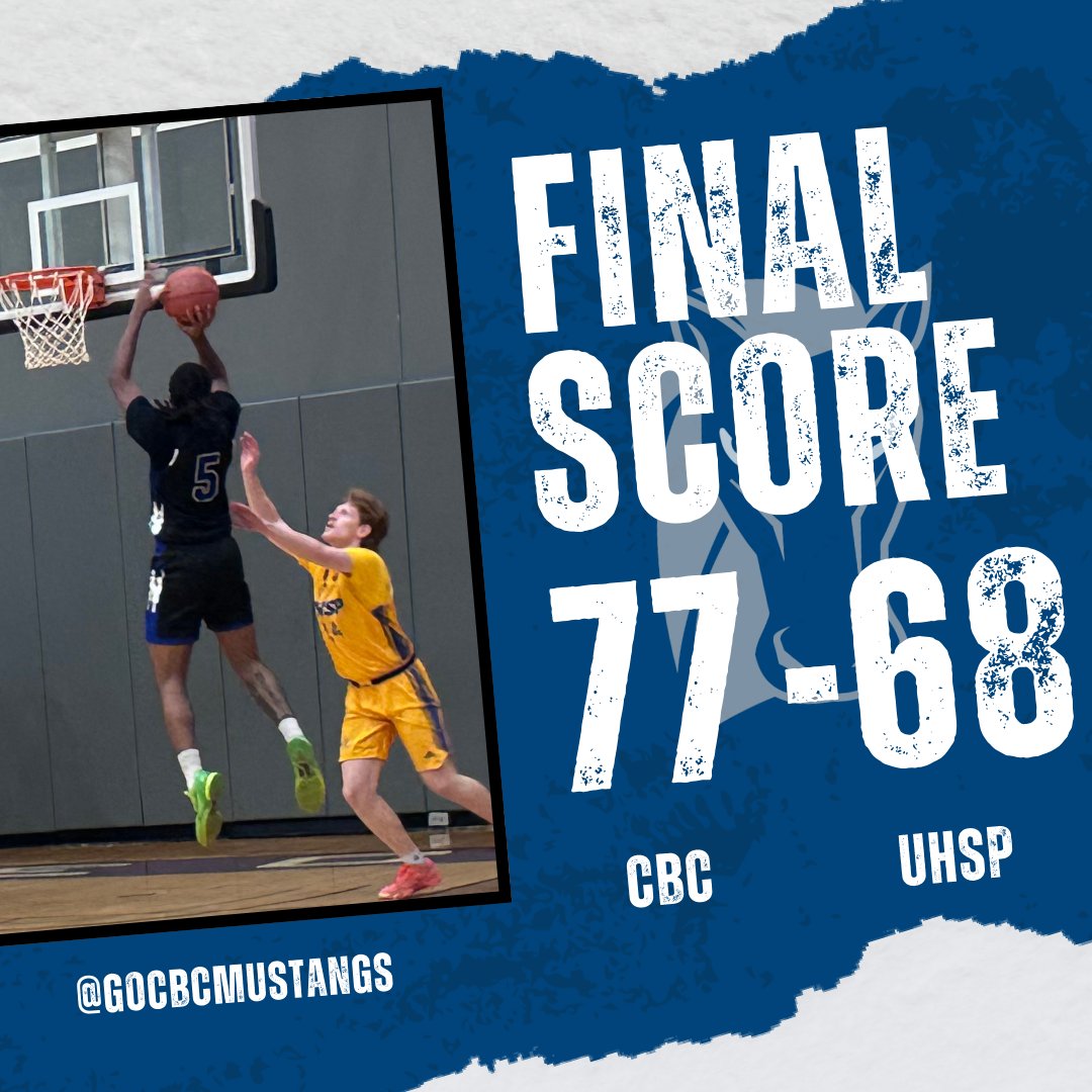 gocbcmustangs's tweet image. #MustangsWin! CBC takes the 🧹to UHSP to even their AMC record #leadthestampede #wearecbc #therightwaytoplay 
📊 Leaders
Points - Tyler Johnson - 25
Rebounds - Derek Magwood &amp;amp; Caleb Knight - 7
Assists - Mac Reed - 5