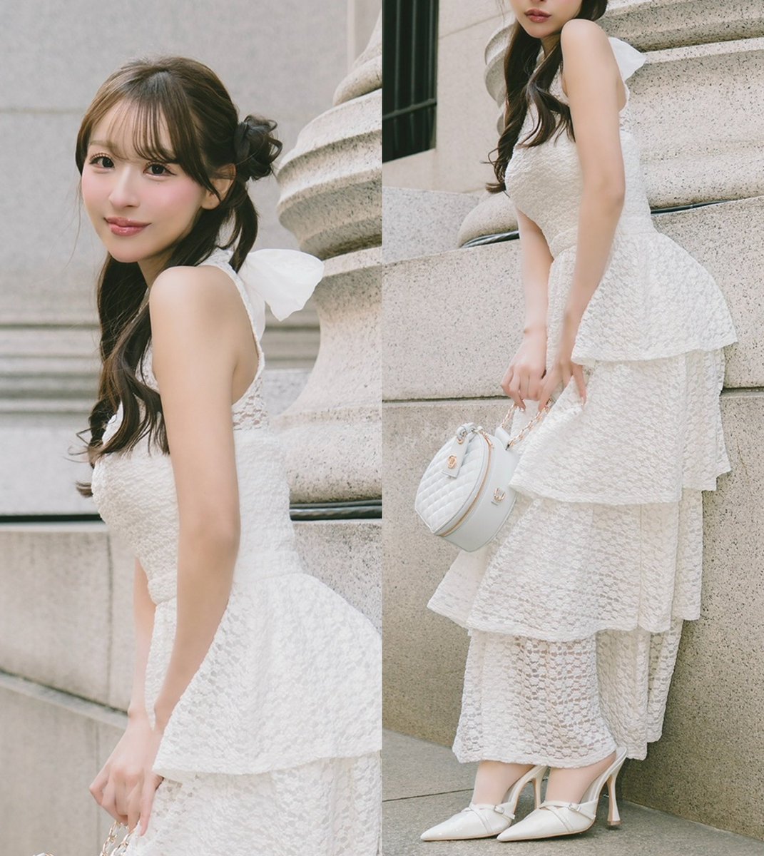 くるっと振り返りたくなる、バックリボンが可愛すぎるレースワンピ🤍