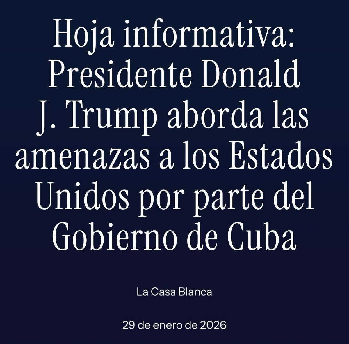 Trump decreta "emergencia nacional", porque somos una "amenaza" para la seguridad de los Estados Unidos. 
Qué grandes somos!!!! 
Aquí seguimos: #DePieYCombatiendo

🇨🇺 #CubaEstáFirme