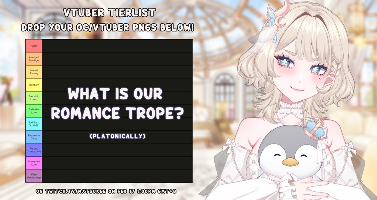 VTUBER TIERLIST!! 🤍

Drop your PNGs and a bit of your lore so I can decide what fictional trope I think we’d fit together~