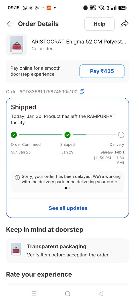 susnatad's tweet photo. @Flipkart @flipkartsupport Pathetic service.
Order is at nearest hub since morning but still not out for delivery.
Why make false delivery promises during sales?
I need this DELIVERED TODAY.
Order ID: OD336619758745905100
Tracking: FMPC5707714631
📸 Attached https://t.co/A3C5DOCNUs