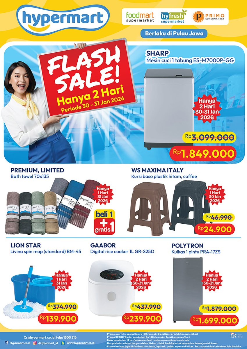 katalogpromosi's tweet image. 🚨 Hypermart lagi HAPPY SALE cuma 2 hari 😱
Produk rumah tangga, beras, sampai ayam 1 ekor ada harga spesial

Jangan lewatkan, klik untuk cek detailnya 👉 katalogpromosi.com/promo-hypermar…
#Hypermart #HappySale #PromoRumahTangga