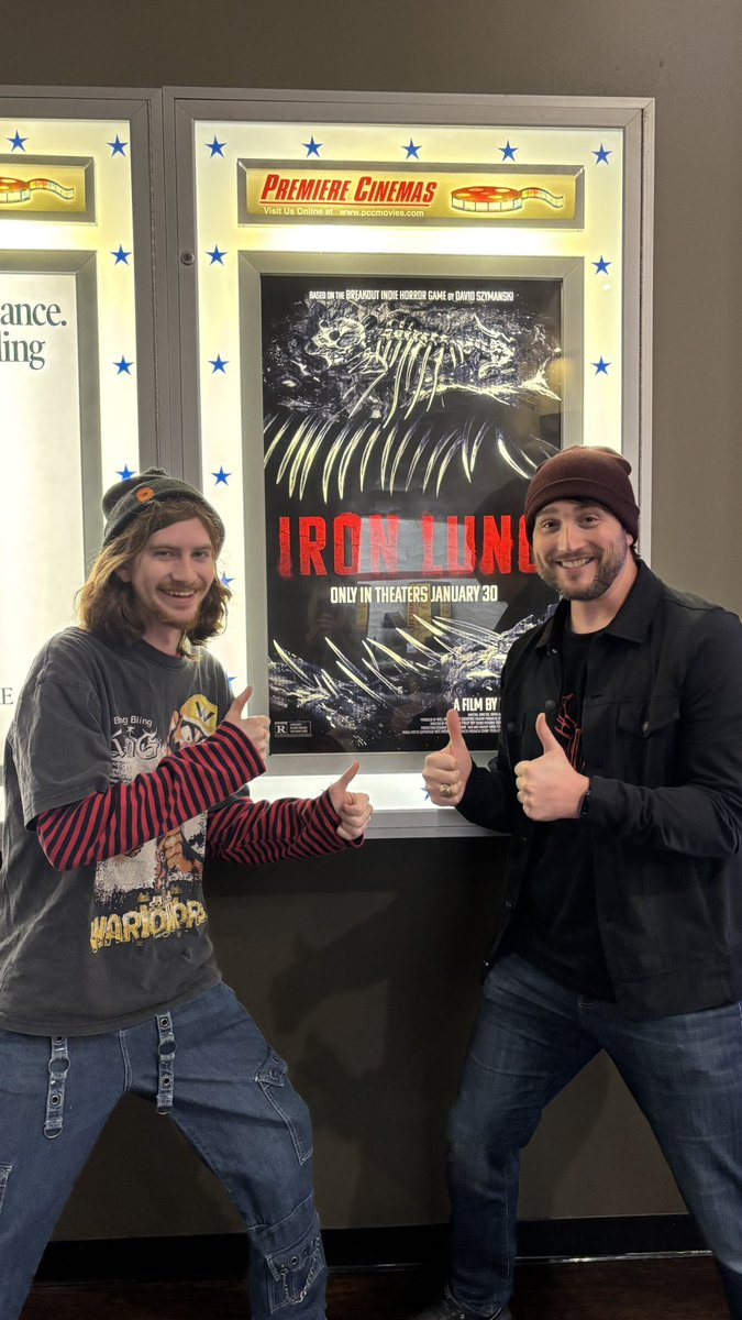 Airdorf's tweet photo. IRON LUNG with @SpotartStation!!! So cool to see the twisted visions of @DUSKdev and @markiplier come to life on the big screen paired with @AndrewHulshult’s score 🩸🐟📸 https://t.co/3gog71OiOX