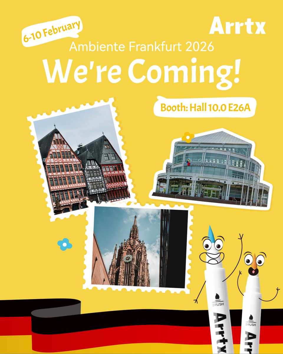 ArrtxArt's tweet photo. 🙌🇩🇪 Heyyy, art lovers in Germany and Europe, we can finally meet! If you're interested and have time, come and have fun with us at the Ambiente Frankfurt 2026 trade fair!
  
📆6-10 February 
🎪Booth: Hall 10.0 E26A
📍Ludwig-Erhard-Anlage 1, 60327 Frankfurt
#arrtx #ambiente2026 https://t.co/cliUDDQHLf