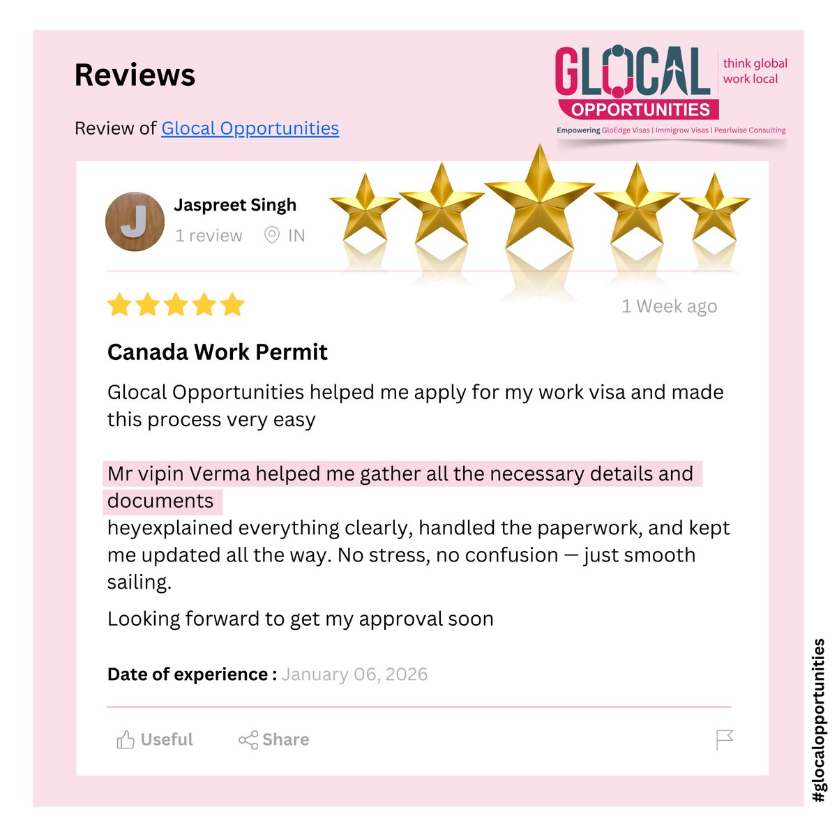 GlocalOpportu's tweet image. Congratulations, Jaspreet, on taking this exciting step toward your Canada work permit journey 🇨🇦✨

#Congratulations #JourneyToCanada #WorkPermitSuccess #CanadaWorkPermit #GlocalOpportunities #ClientSuccess #VisaJourney