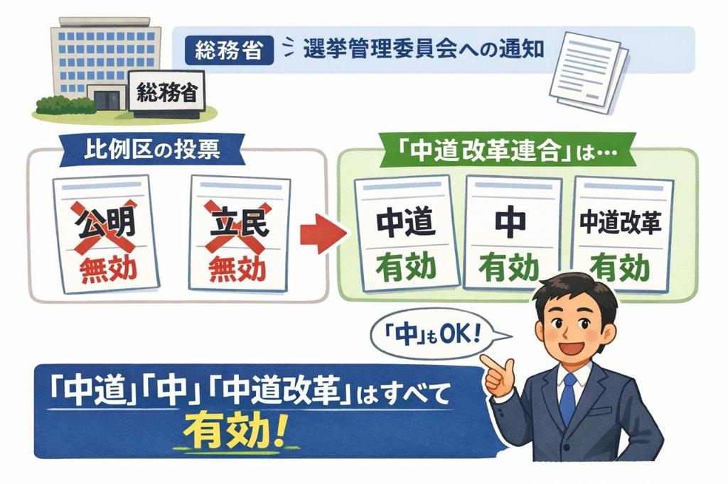 hatpee2's tweet photo. 新党「中道改革連合」、比例区では、「中道」「中」「中道改革」も有効票です‼️ https://t.co/70elTDC9EO