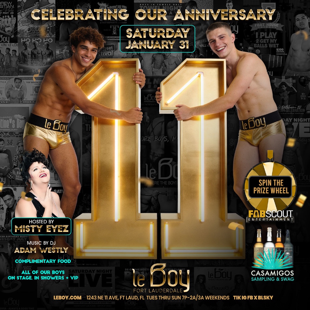 THE BLACKLIGHT PARTY is 🔥
You should be here...celebrating 11 Year Anniversary week in the dark...with glowing guys in every corner...Tomorrow night is our PAJAMA PARTY and Saturday is the Official 11 Year Anniversary Event! 7p-3a with NO COVER CHARGE  #leboyftl #wiltonmanors