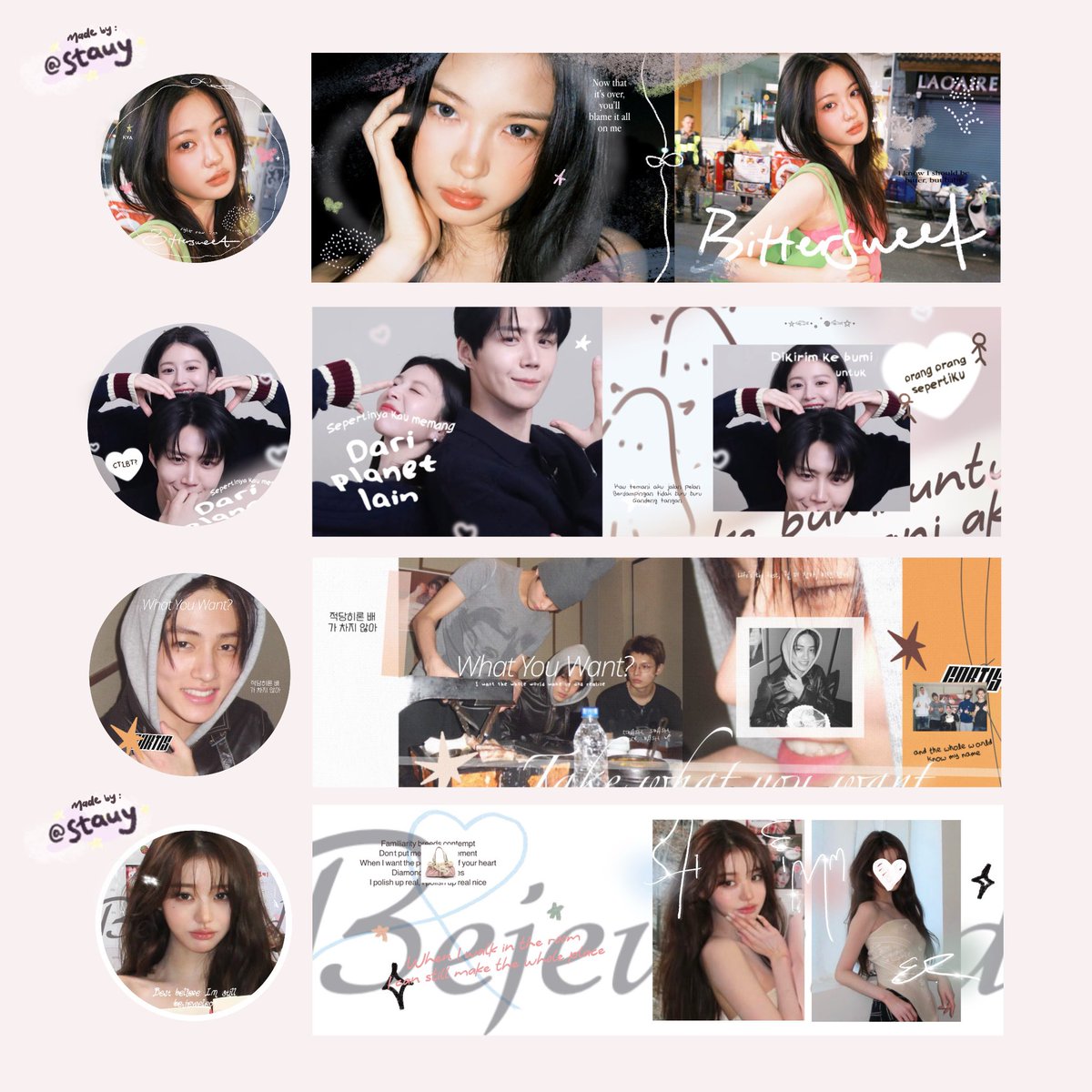 stauy's tweet image. help repost 🎀 thank youu! :3

(30/01) hari ini kakak anon canci ingin berbagi FREE 7 READYSTOCK LAYOUT ✨ 

🍪 by reply (no war)
🫧 appreciate yourself 🫶🏻

#zonauang #zonaba