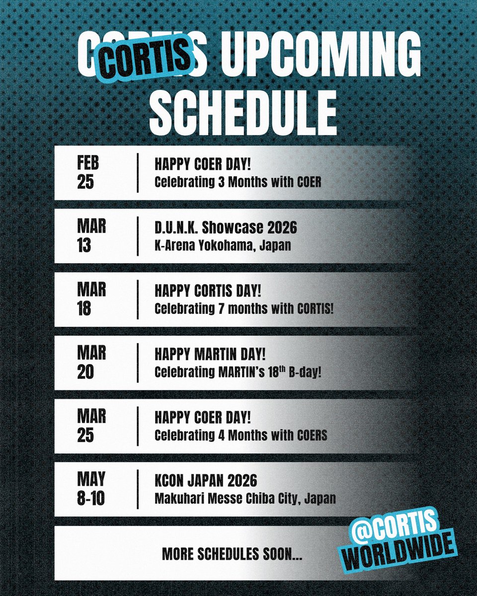 CORTIS UPCOMING SCHEDULE 2026

#CORTIS #코르티스