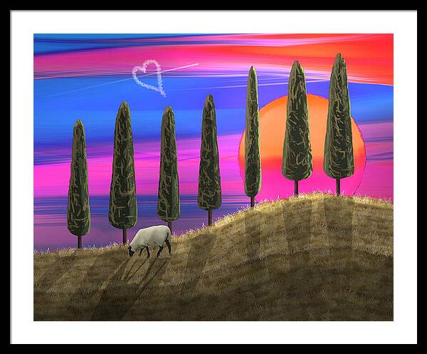 The long afternoon shadows of a summer's day, blend into the rolling grass field. A glowing summer sunset settles over Seven Cypress Tree Hill, as a solitary sheep grazes on the grassy hill.

joan-stratton.pixels.com/featured/summe…

#sunset #Art #PaintingsByJoan