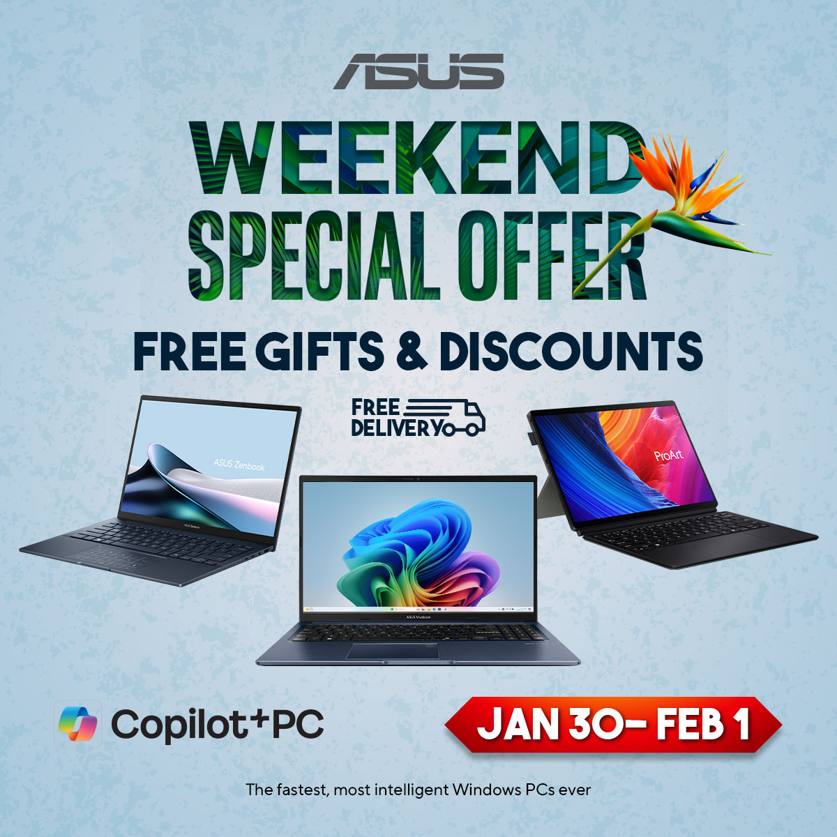 ASUS Weekend Special Offers are now live! 🔥
 
Shop laptops with great discounts, 🎁 free gifts, 🚚 FREE delivery, and 💳 easy payments with Tabby.
 
Shop Now👉ae.asus.click/weekly-offers
 
#ASUS #ASUSWeekendDeals