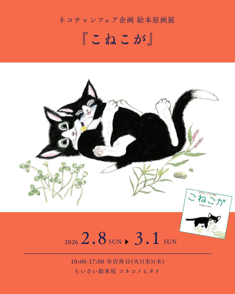 こねこ 2/8~ 『 #こねこが 』#絵本原画展 開催!】 こねこがお散歩しているなか