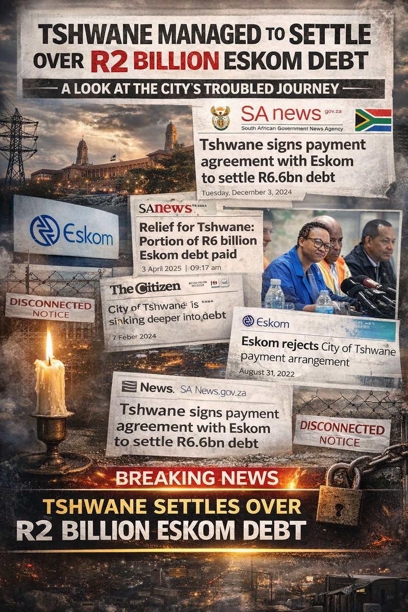 That's it, 012. We have now settled over R2 billion of our Eskom debt. 
 
Vuka, Tshwane! This City will not build itself 🇿🇦❤️🇿🇦