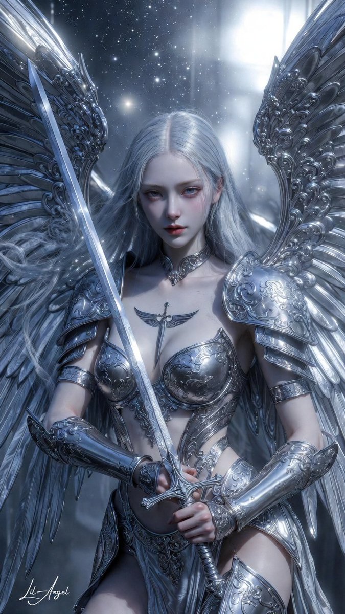 CLAngelillo's tweet photo. QT Silver
She is silver made flesh—
moonlight hammered into armor, starlight woven into wings.
Cold gleam.
Quiet power.
The cosmos itself bows to her reflection.
#LilAngelArt #WarriorAngel #SilverGuardian #EternalShine #CelestialSilver https://t.co/XZSpGFHi9y