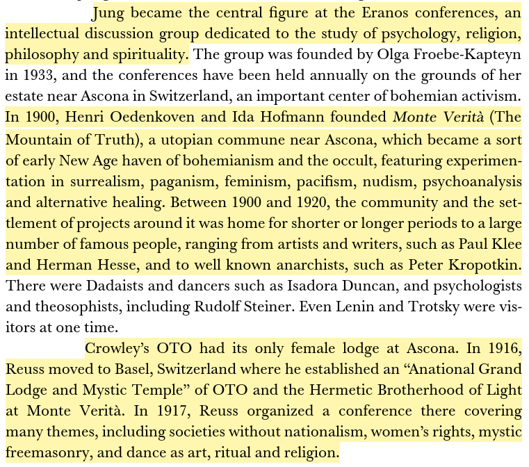 toxictiramisu's tweet image. Carl Jung, influenced esoteric movements such as Theosophy, was recruited by Allen Dulles as OSS Agent 488 during WWII. Also he played a key role at the Eranos conferences in Ascona, Switzerland, held near the Monte Verità commune, a hub for bohemian &amp;amp; occult groups like the OTO.