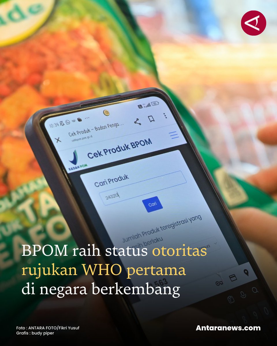 antaranews's tweet image. Kepala BPOM Taruna Ikrar dalam pernyataan di Jakarta, Jumat, mengatakan capaian ini mengukuhkan posisi BPOM di tingkat global sehingga resmi sejajar dengan otoritas pengawas sejumlah negara maju.

#bpom #who #kesehatan 
Baca selengkapnya 
m.antaranews.com/berita/5384994…