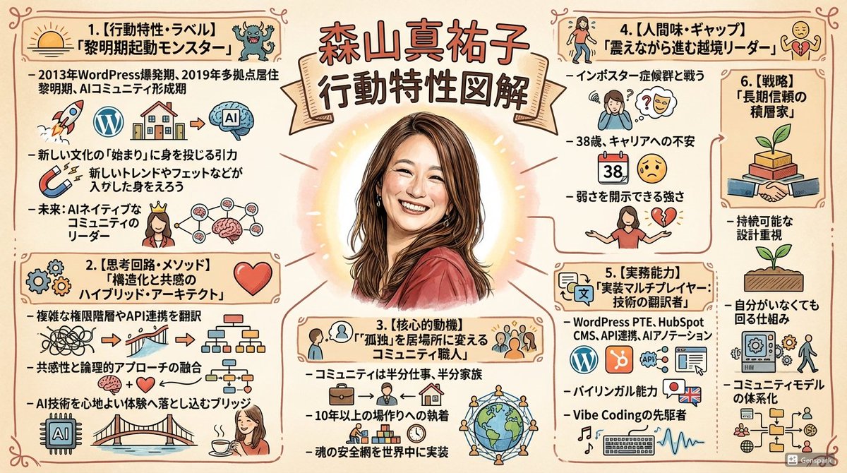 ちょっとブーム去った感ありますが行動特性図解をやってみました！ 以前から、私のことを過大評価してくるな〜と思っていたのですが、これ見てインポスター症候群判定されていたことを知りました😂目に見えてないプロンプト可視化されるの面白いです  #行動特性図解