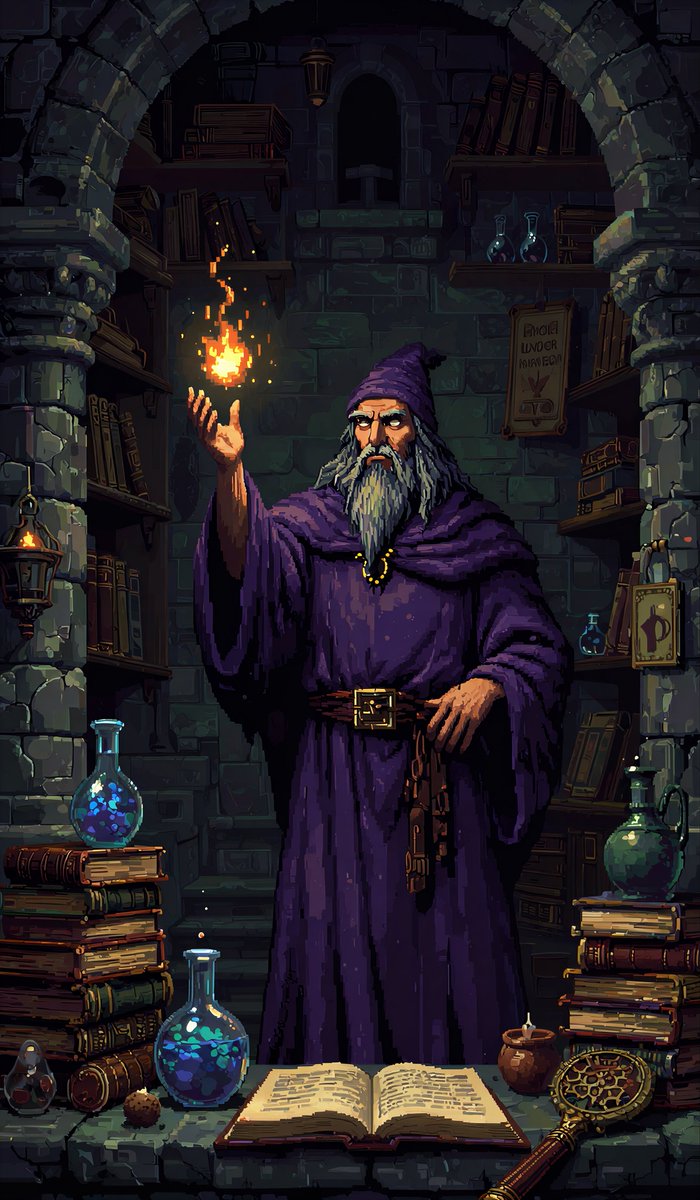 Kingrodism's tweet photo. Epic medieval pixel art drop: Knights clash ⚔️, Wizard spells 🧙‍♂️, Dragon fire 🐉, Plague doctor fog 😷 – Desimulate Modern Hi-Bit style! By @kingrodism #PixelArt #AIPixelArt #MedievalFantasy #KnightBattle #WizardMagic #DragonArt #PlagueDoctor https://t.co/tU83CNYtEK