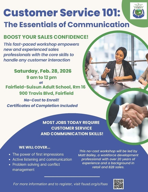 FS_AdultSchool's tweet photo. Customer Service 101 Open for Registration: https://t.co/wCoev42886 https://t.co/RjTEcrLNjX