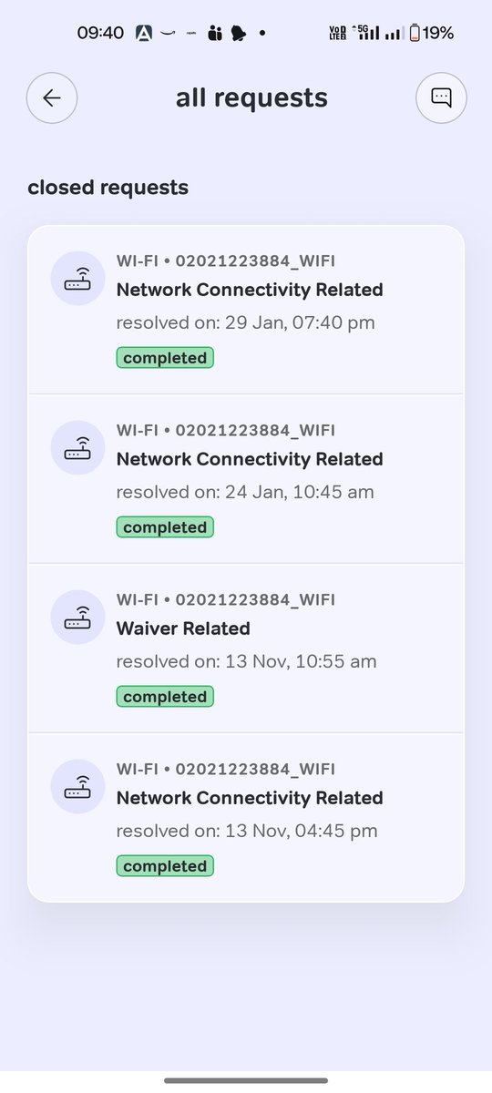 rkale_7's tweet photo. Hello Airtel @airtelindia @airtelnews  @Airtel_Presence 

From 13th Jan i am facing WiFi Issue.on multiple services request via Airtel app generated and resolved from Airtel side without resolution.
Almost 15 days gone and still not issue resolved. disgusting service. https://t.co/AqEl5oUko1