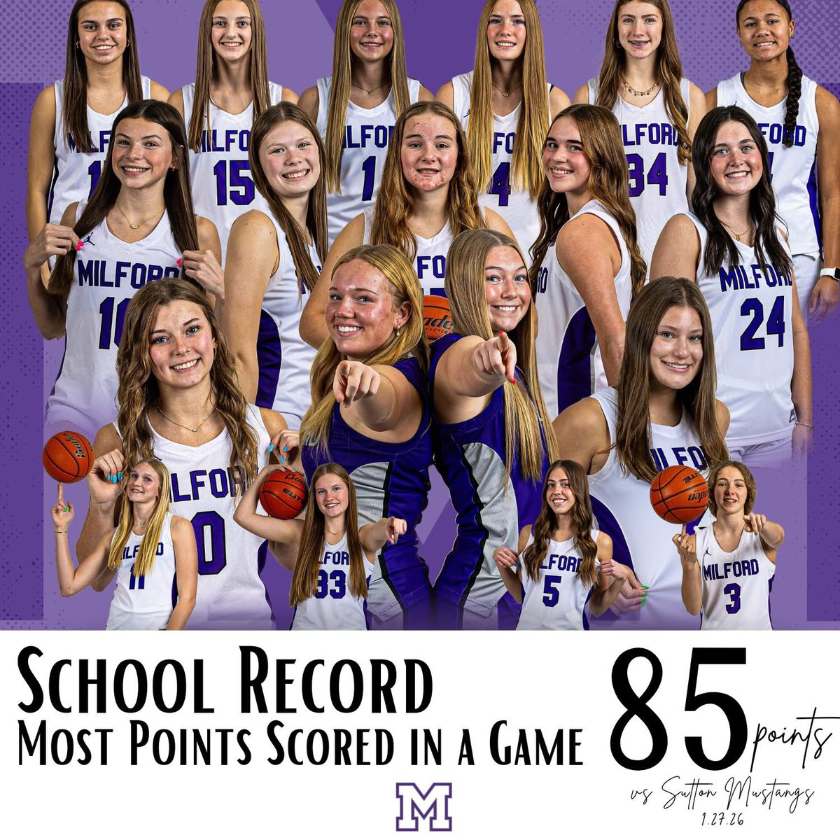 gbb_mhs's tweet photo. Proud of these girls! They set a new school record for most points scored in a game. The new record stands at 85 points scored against Sutton last Tuesday. #FAMILY🦅 https://t.co/FMVOp42O3c