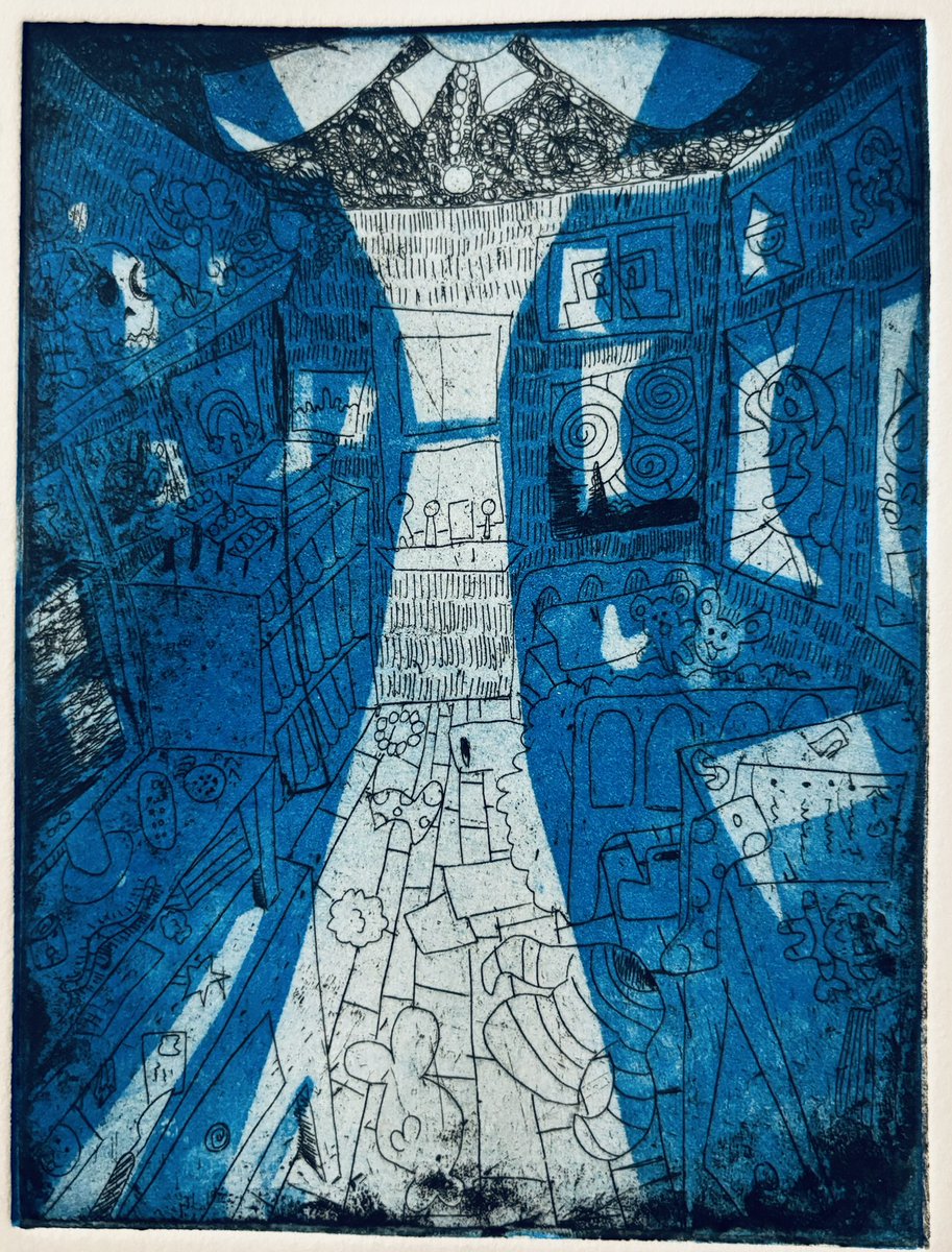 Keywordkiki's tweet photo. Litho piece depicting my room! ^^✨

#art #artwork #lithograph #printmaking https://t.co/KY2J782oaJ
