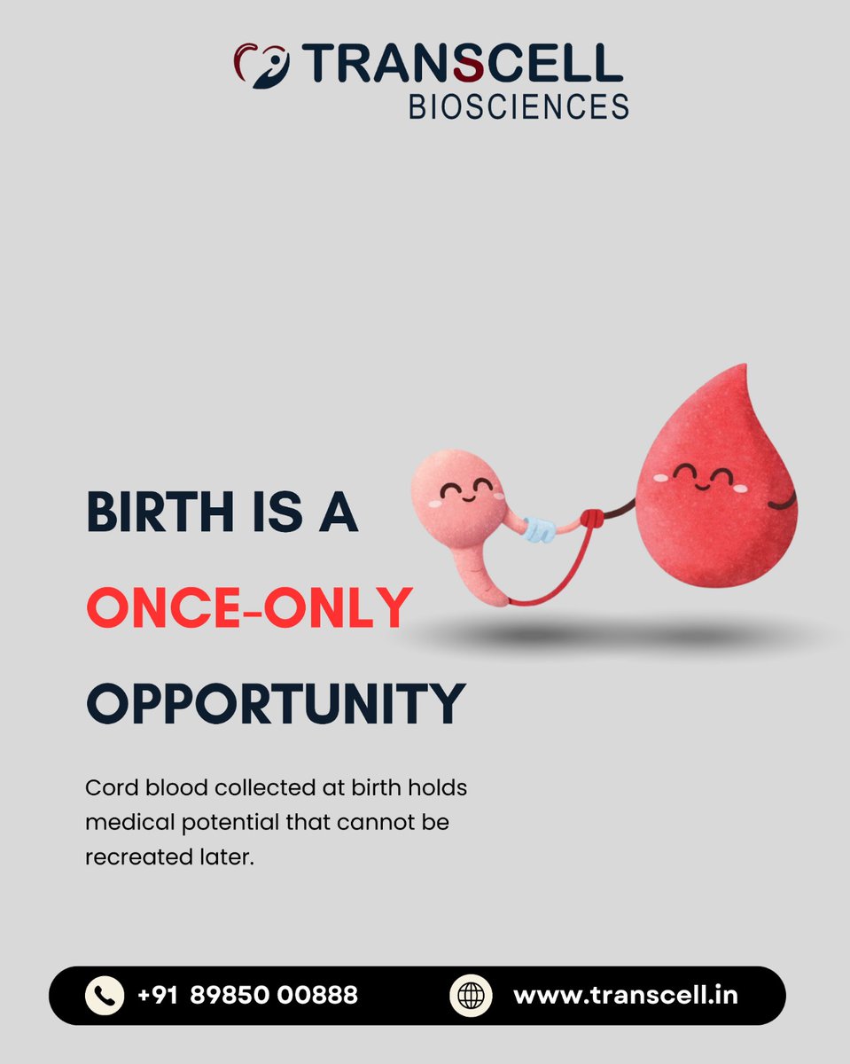 TranscellLife's tweet image. Birth is a once-only opportunity. 👶

Cord blood collected at birth holds medical potential that can never be recreated later. Think ahead. Act now.

🌐 transcell.in

#CordBlood #StemCells #OnceOnly #NewBornHealth #FutureReady #TranscellBiosciences #Parenting