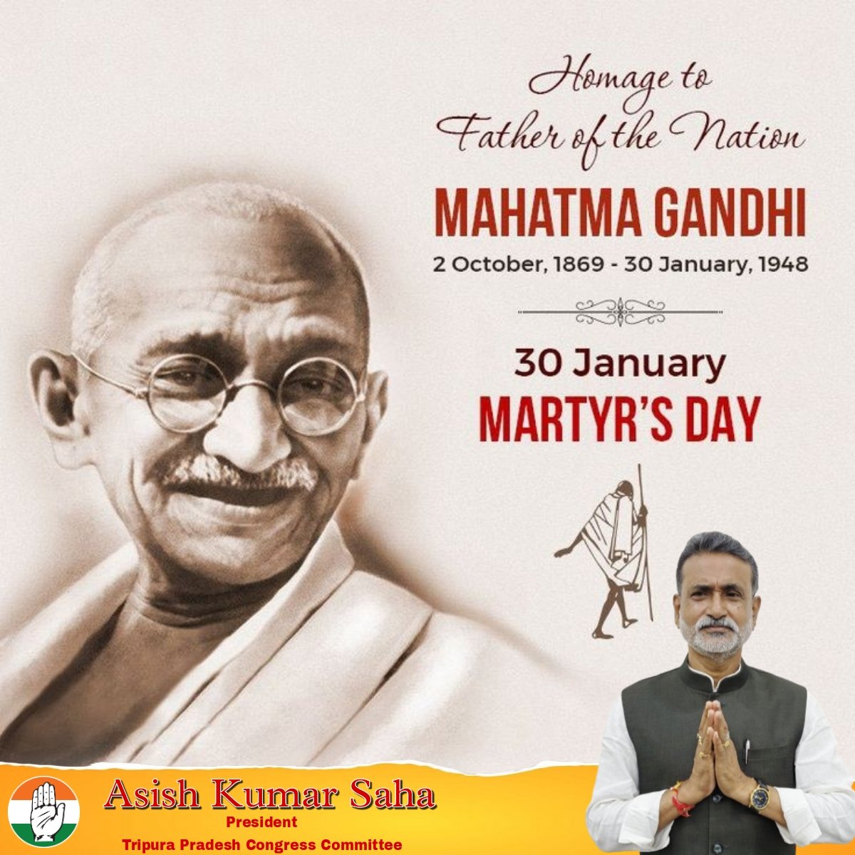 On Martyrdom Day, we draw inspiration from Bapu and recommit ourselves to defending the idea of India that he stood for, while defeating the divisive, fascist forces that still threaten our country today.

<a href="/saptagiriulaka/">Saptagiri Ulaka</a> <a href="/christilak/">Christopher Tilak</a>