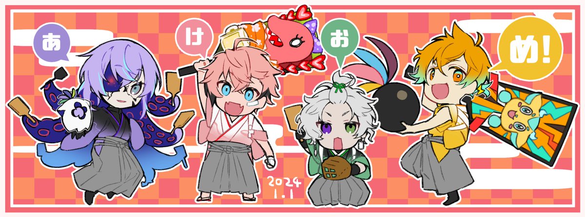 バイト組揃って描いてるの前の正月しかないっぽい 