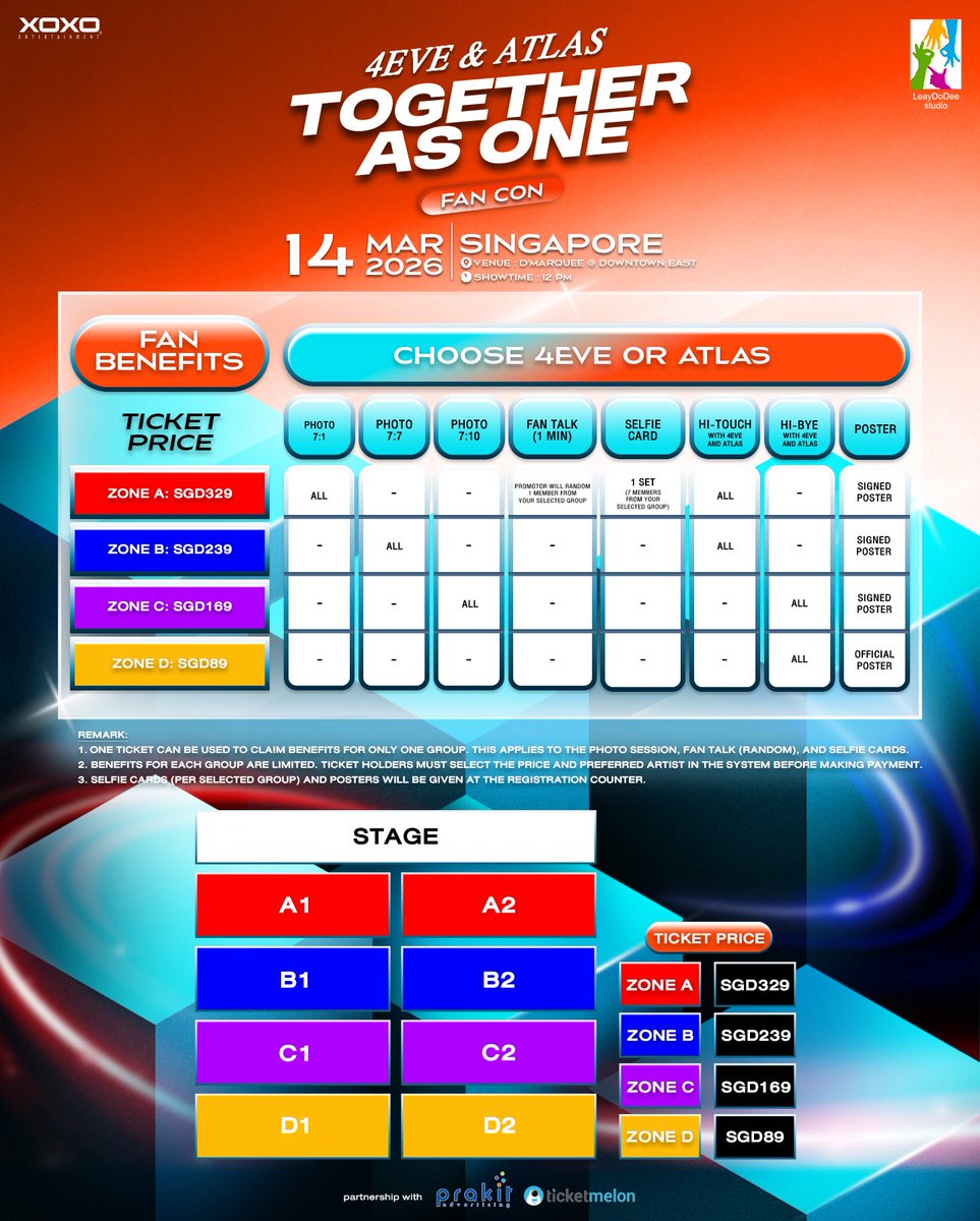 LeayDoDee's tweet image. LAST CHAPTER:
4EVE &amp;amp; ATLAS &amp;lt; TOGETHER AS ONE FAN CON &amp;gt; in Singapore

Two beloved T-POP artists 4EVE &amp;amp; ATLAS are teaming up all 14 members together to bring nonstop fun, happiness, and unforgettable moments flying all the way to meet fans in Singapore! ✈️

A fancon packed with…