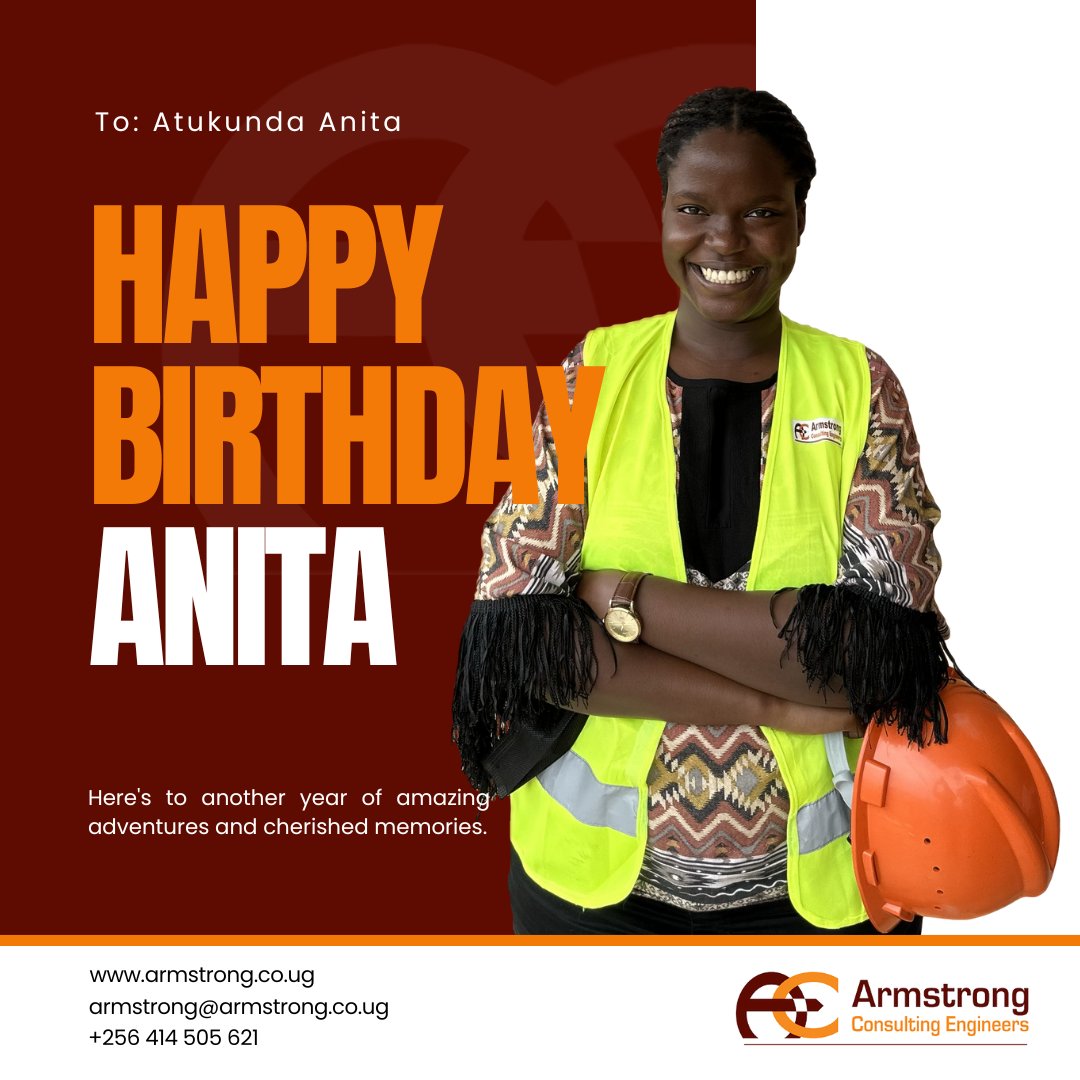 Armstrong_CE's tweet photo. Today, we celebrate @atukunda_anita  

Wishing you a fantastic year ahead filled with good health, happiness, and continued success! Enjoy your day to the fullest, you’ve earned it.

Happy Birthday from the Entire Armstrong Family

#ACEBirthdays #CivilEngineer #ProjectManagement https://t.co/Y7xHBcELog