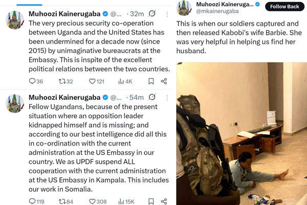 Muhoozi stirs social media with photo of 'captured' Bobi Wine’s wife, accuses US embassy of 'coordinating' his escape 

“We are most certainly hunting Kabobi. He is wanted Dead or Alive! It doesn't matter how long it takes us, we will get him…"- <a href="/mkainerugaba/">Muhoozi Kainerugaba</a>