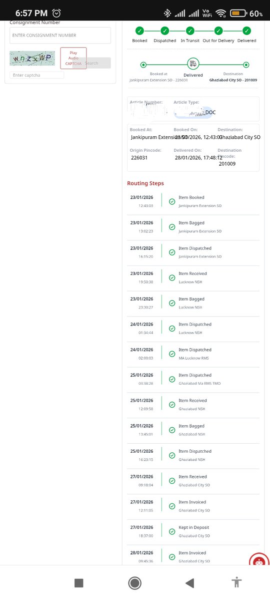 AnkurC23's tweet photo. @IndiaPostOffice 
 My consignment  EU742264XXXIN is pending at Ghaziabad co Post Office for 3 days..No delivery was made, yet it is marked as “Delivered” online..what kind of behaviour this is...This is unacceptable. Kindly resolve ASAP. https://t.co/l6FE76kygD