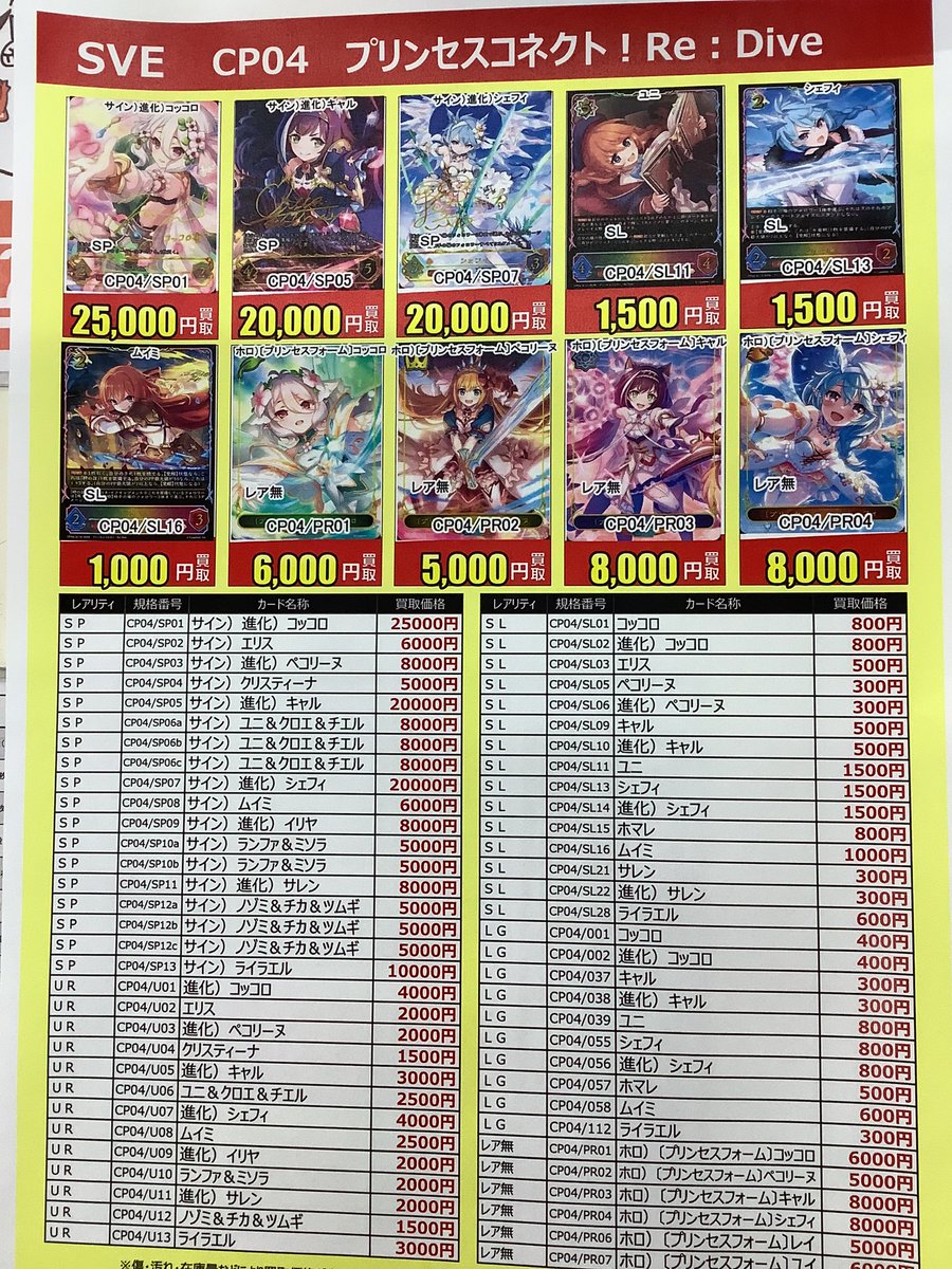 美品❗️全て合わせ買取価格70,000円以上 新弾の高価買取情報です🔥🔥 シャドウバースエボルヴ「CP04 プリンセス