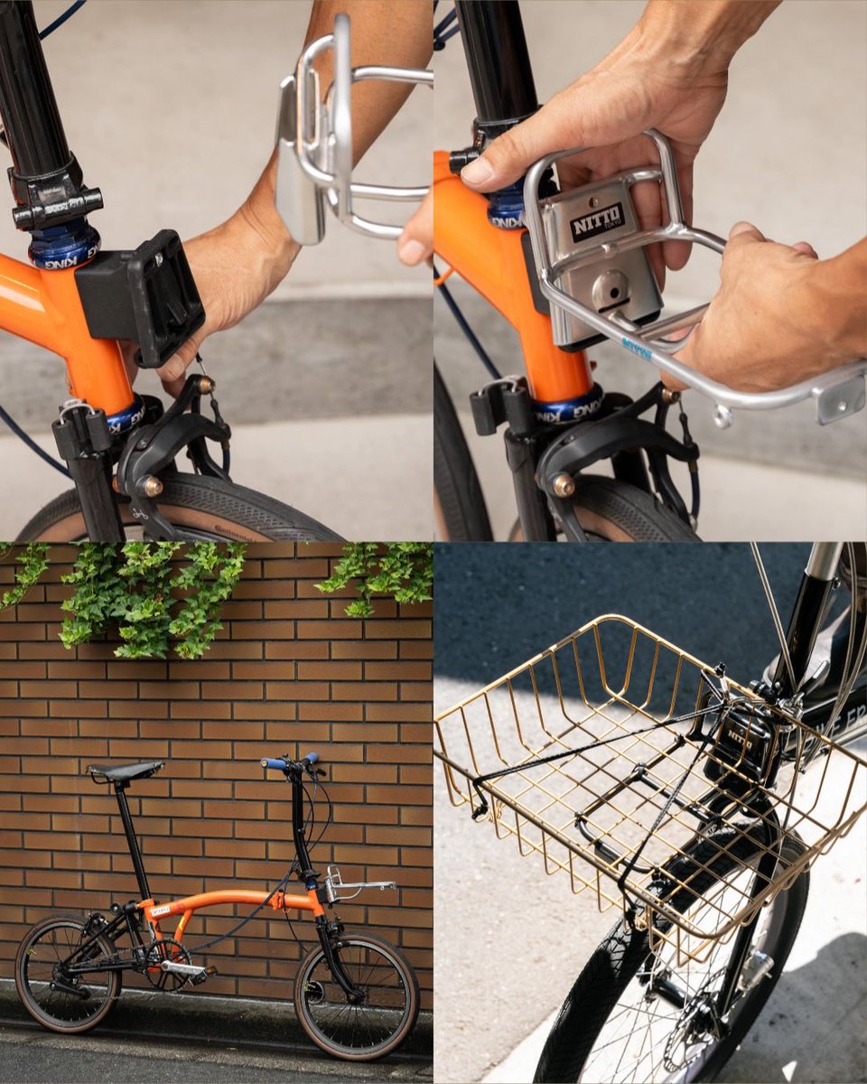 🧺NITTO for BROMPTON🛴
キャリアブロックで簡単着脱なフロントラック。カゴを載せるのも◎。
19時よりオンラインでの販売をスタート！
store.bluelug.com/catalogsearch/…