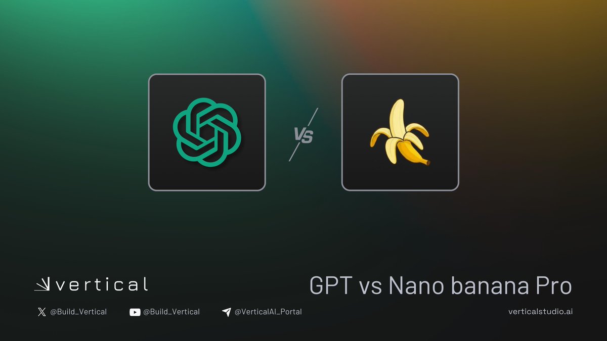 Build_Vertical's tweet image. Editing images can be tricky

With Vertical Stream, you can pick the best models and get it done in seconds ⚡️

Today we’re comparing Nano Banana Pro Edit vs GPT Image

Which one performs better?
Let’s dive in!