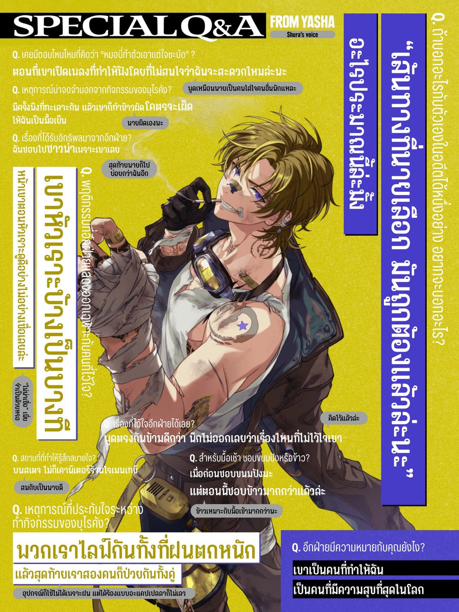 ✎ SPECIAL Q&amp;A บุไรคัง !!

(ตอนแรกว่าจะแปลเก็บไว้ดูเองตลกๆ แต่ทำไปทำมากลายเป็นงี้เฉยเลย เลยเอามาลงเก็บไว้ด้วย—)