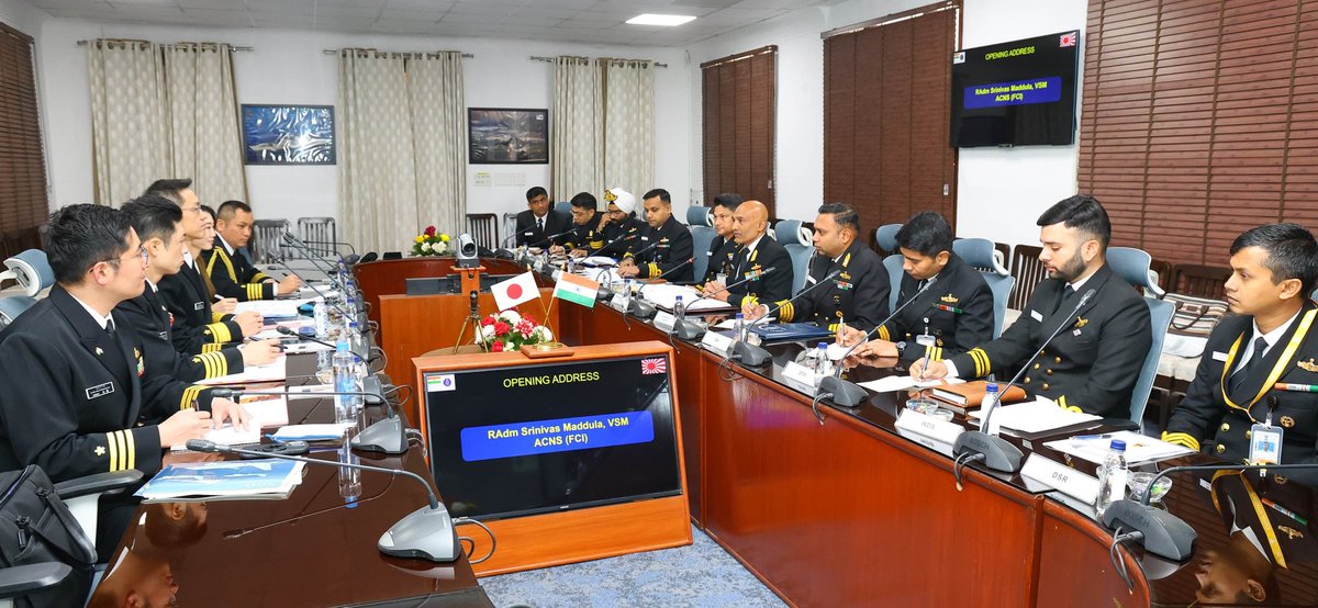 indiannavy's tweet photo. 11th edition of #IndianNavy - @JMSDF_PAO Staff Talks were successfully concluded on #29Jan at New Delhi.
Co-Chaired by RAdm Srinivas Maddula, Assistant Chief of Naval Staff (Foreign Cooperation and Intelligence) and RAdm Toshiyuki Hirata, Director General Operations and Plans, #JMSDF
Talks focused on enhancing maritime cooperation, furthering interoperability and promoting a collaborative approach towards #FreeAndOpenIndoPacific building convergence on shared vision of #MAHASAGAR and #OCEAN.
🇮🇳 - 🇯🇵 #BridgesofFriendship
#IndianOceanRegion
#IndoPacific #FOIP
#NavalCooperation #MaritimeSecurity