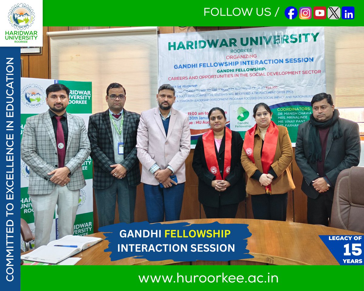 RCE_Alumni's tweet photo. Haridwar University, Roorkee successfully organized an Interactive Session on the Gandhi Fellowship, focusing on Careers and Opportunities in the Social Development Sector.
#HaridwarUniversity #Roorkee #GandhiFellowship #SocialDevelopment #LeadershipForChange #CareerOpportunities https://t.co/2I8kOlOT2M