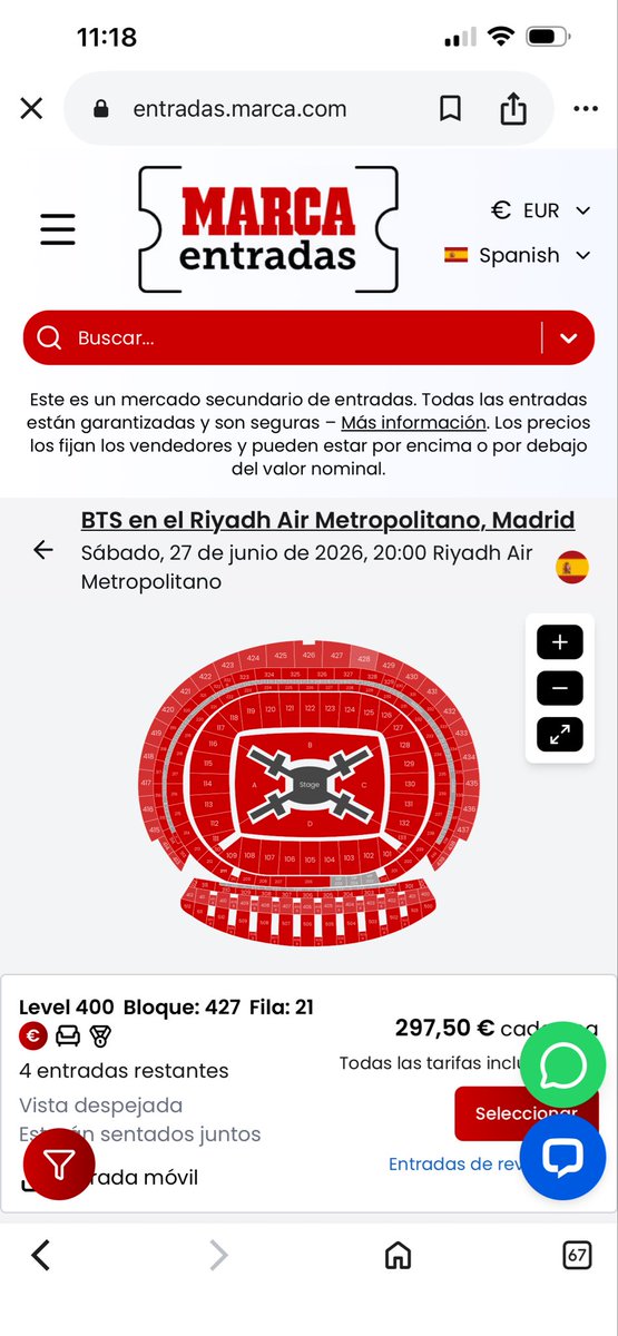 eljustinseagull's tweet photo. . @marca que es esto? no podéis ocuparos del fútbol y dejar a la gente en paz? pista a 1000€ @Ticketmaster @LiveNationES como permitís esta estafa? https://t.co/WaF1GzQ0lJ