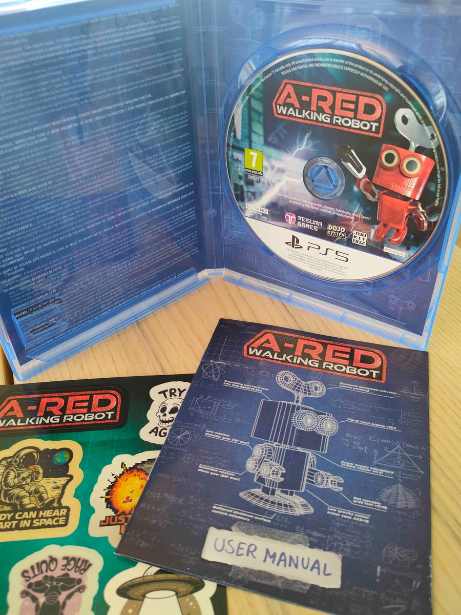 TesuraGames's tweet photo. The #AREDWalkingRobot 🔴🤖 Physical Edition for #PS5 is now available!

The platformer and physics-based game developed by @jookitooz will let us play with this cute robot's gears while challenging a whole workshop set up by its creator.

*bip, bip*

@DojoSystem https://t.co/wE8Ep3JRNv