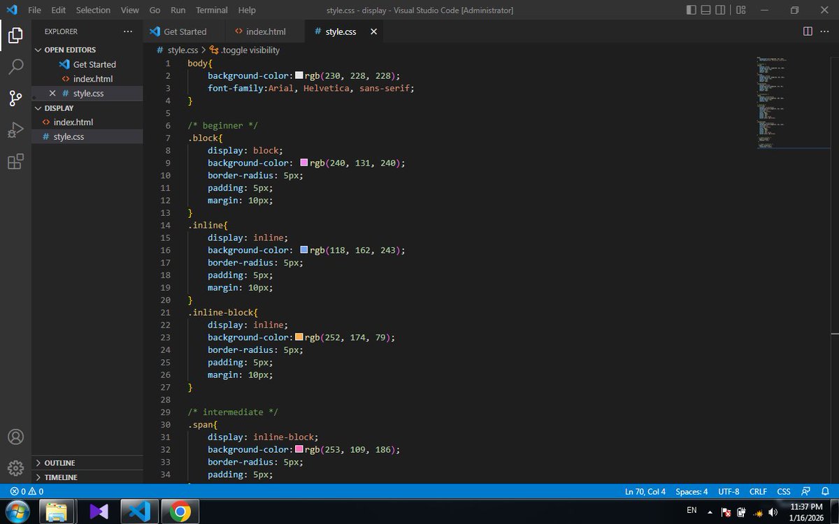 jamo__002's tweet photo. Display Property Challenge:
I have understood the difference between block, inline, and inline-block elements very well.
Thank you, dear teacher @Wajiha_Niazi
#codding #webpage #WebsiteDesign
@CodeToInspire @f_forough https://t.co/3mr7CEhjPR