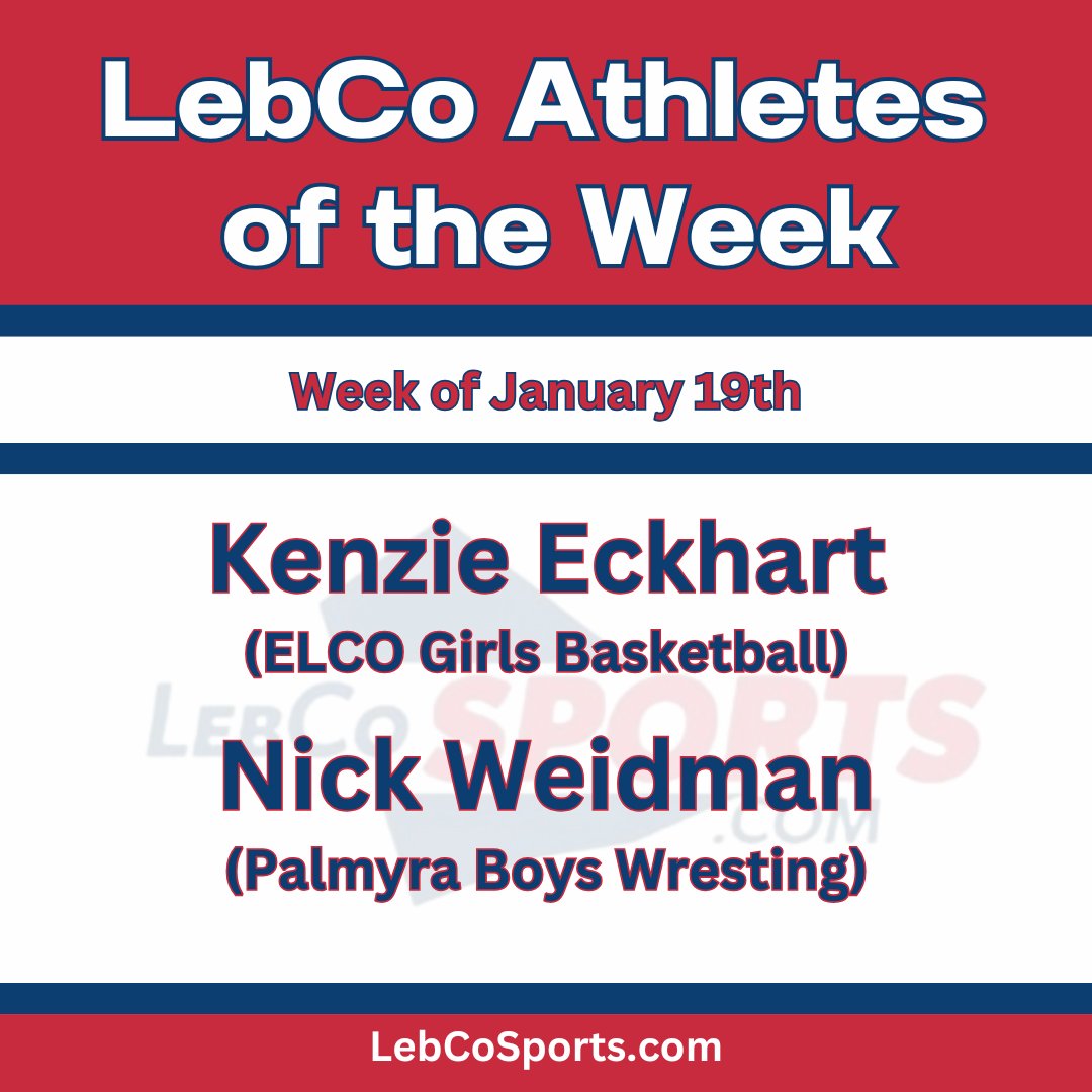🏆 And the winner's are . . .  🏆

Congrats to this week’s winners — and a big salute to every nominee who put together a standout performance across Lebanon County.

As always, thank you to everyone who voted and helped recognize the athletes doing big things all winter long.