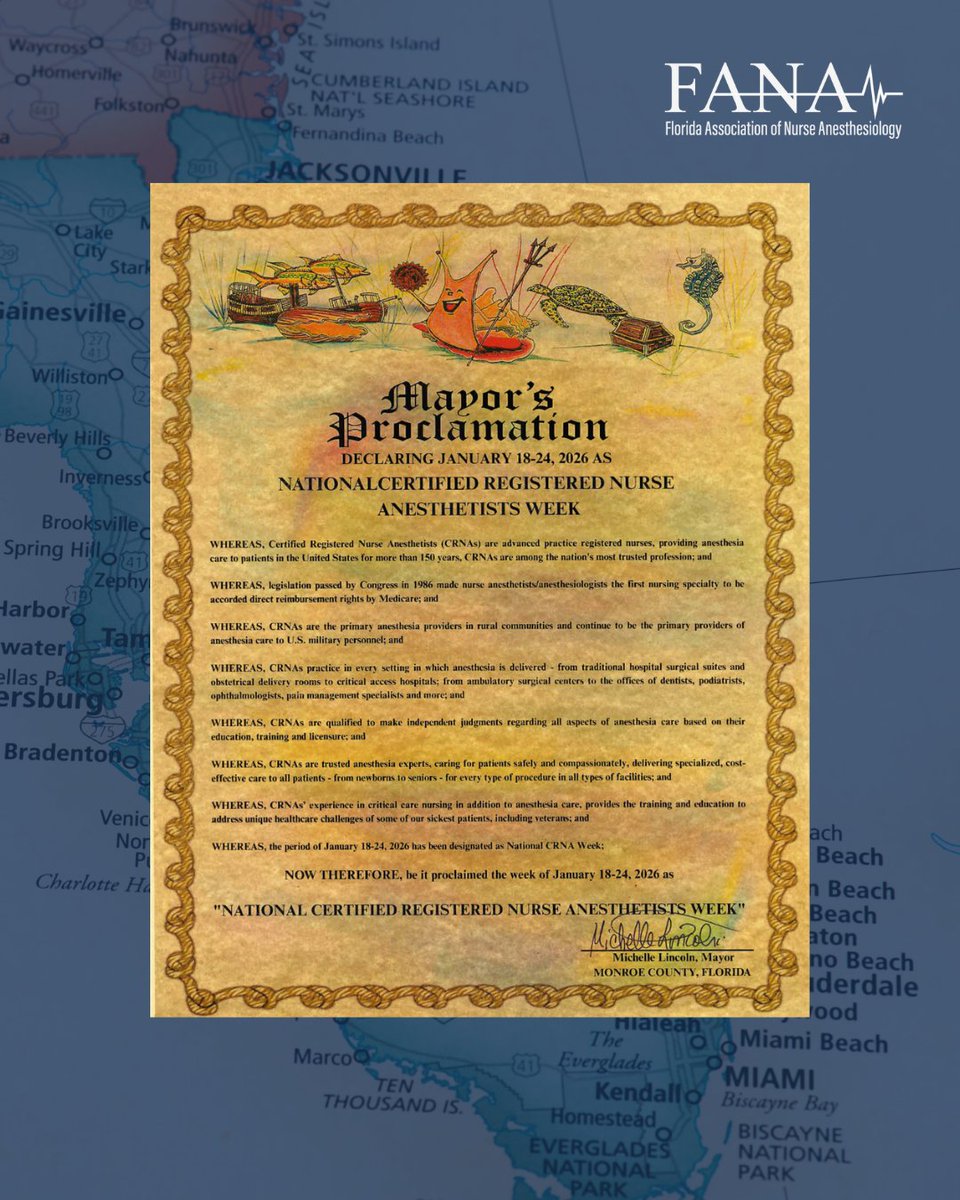 Thank you @monroecountyflorida for this proclamation declaring this week #crnaweek