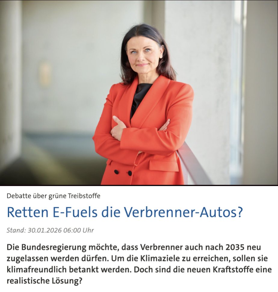 Ein Artikel, der sprachlos macht. Darin bezeichnet die CDU Staatssekretärin im Wirtschaftsministerium Gitta Connemann E-Fuels für einen "großen Schritt für die Menschheit" und für eine „neue saubere" Perspektive zum Verbrenner. Doch alle Experten widersprechen. Daraufhin
